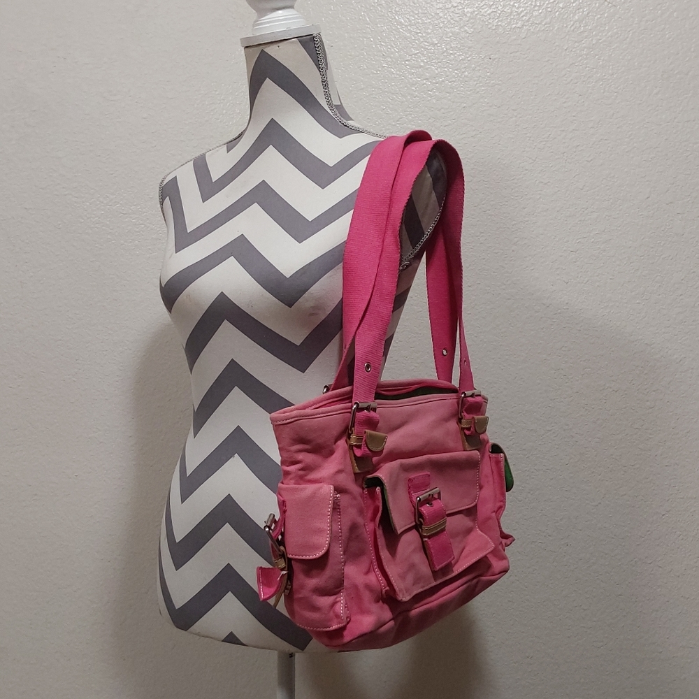 Pink St John's Bay Women's Over The Shoulder Bag Purse Green Inside